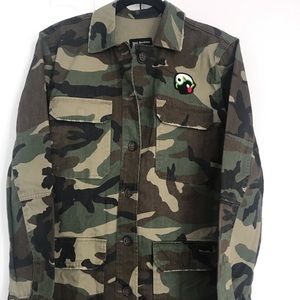 True Religion Women’s Camo Jacket Peacock Graphic